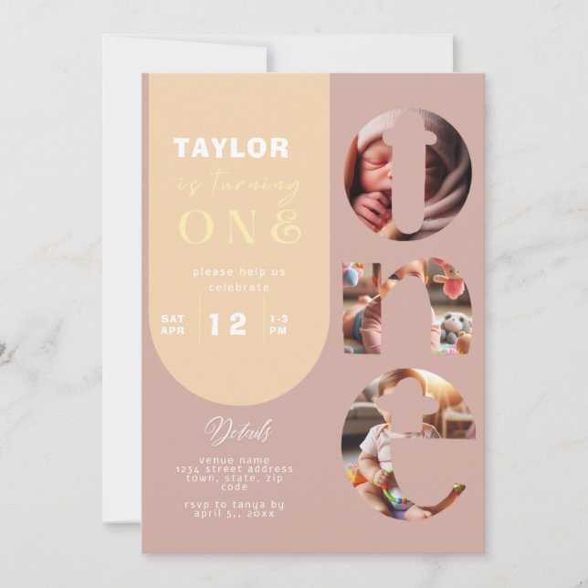 Personalisierte FotoCollage 1. Geburtstag Einladun Einladung (Vorderseite)