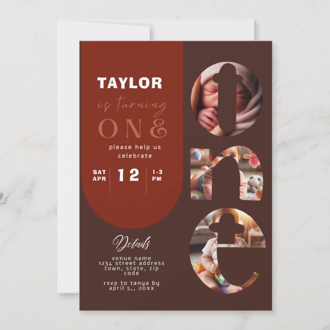 Personalisierte FotoCollage 1. Geburtstag Einladun Einladung (Vorderseite)