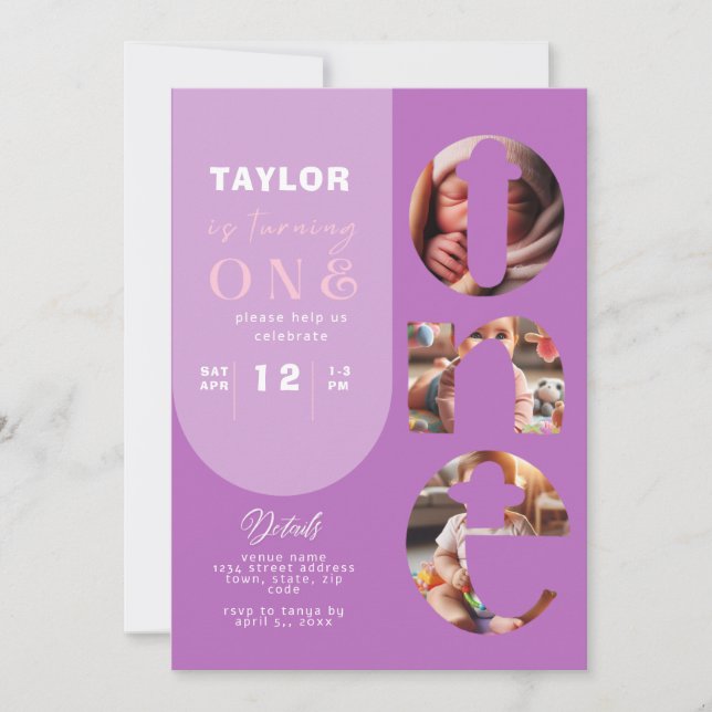 Personalisierte FotoCollage 1. Geburtstag Einladun Einladung (Vorderseite)