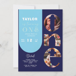 Personalisierte FotoCollage 1. Geburtstag Einladun Einladung