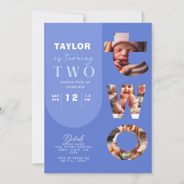 Personalisierte FotoCollage 2. Geburtstag Einladun Einladung (Vorderseite)