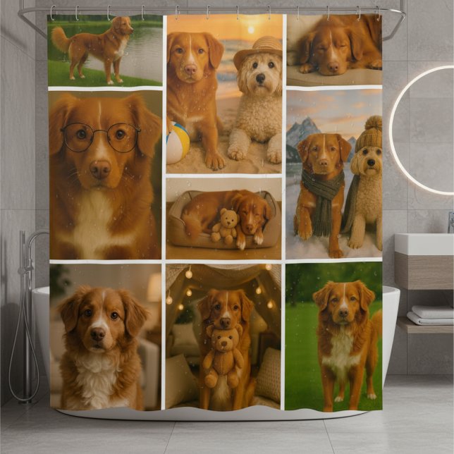 Personalisierte Fotocollage 9-Foto-Vorlage Duschvorhang (Photo Collage Personalized 9 Photo Template Shower Curtain by Ricaso. Add photos or your own artwork)