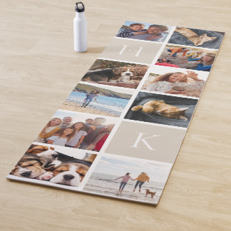 Personalisierte FotoCollage | Beige Monogram Yogamatte