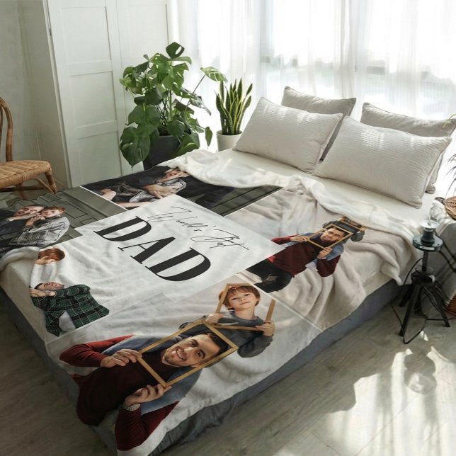Personalisierte Fotocollage "Bester Papa der Welt" Fleecedecke (Von Creator hochgeladen)