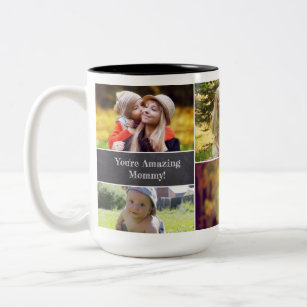 Personalisierte Fotocollage der Tag der Mutter Zweifarbige Tasse