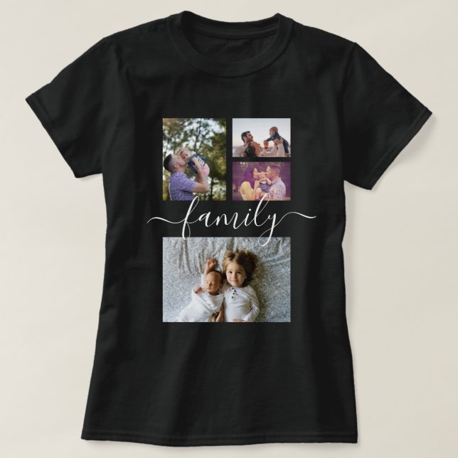 Personalisierte FotoCollage einer Familie T-Shirt (Design vorne)