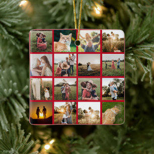 Personalisierte Fotocollage-Familie Keramikornament