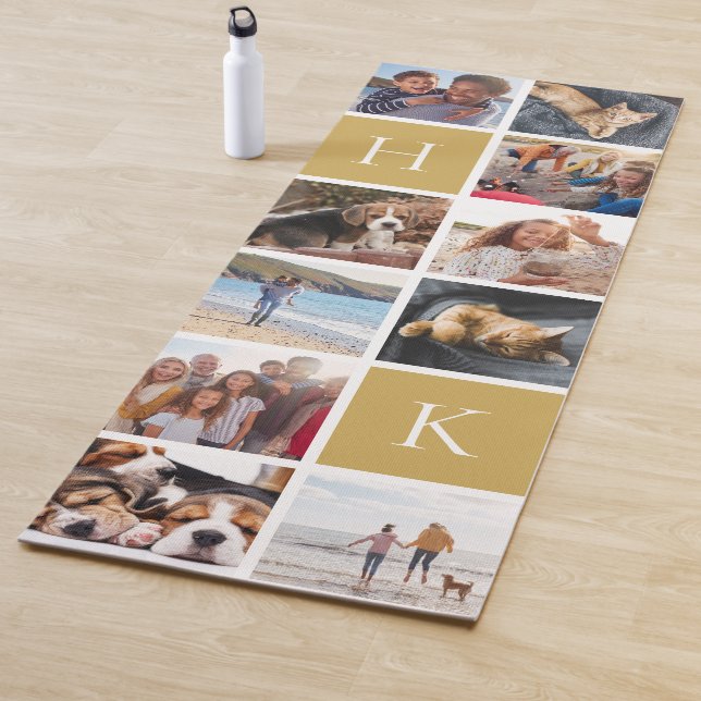 Personalisierte FotoCollage | Goldmonogramm Yogamatte (Beispiel)