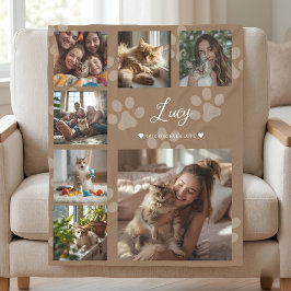 Personalisierte Fotocollage Haustier Katze & Famil Fleecedecke
