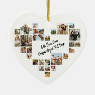 Personalisierte Fotocollage Herzförmiges Bild Keramik Ornament