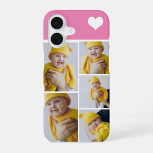 Personalisierte Fotocollage mit Herz iPhone 16 Hülle