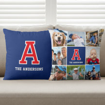 Personalisierte FotoCollage Mit Monogramm Red Navy