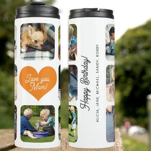 Personalisierte Fotocollage mit Text 'Liebe Mama' Thermosbecher
