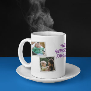 Personalisierte Fotocollage mit vier Familienfamil Kaffeetasse