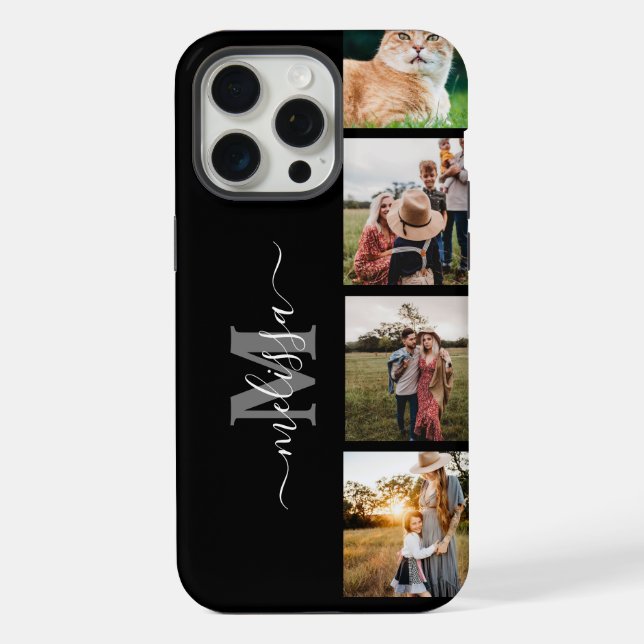 Personalisierte Fotocollage-Monogramm iPhone Hülle (Rückseite)