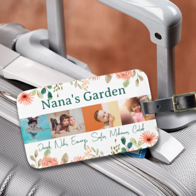 Personalisierte FotoCollage Nana Grandmas Garten Gepäckanhänger (Personalized Photo Collage Nana Grandma's Garden Luggage Tag)
