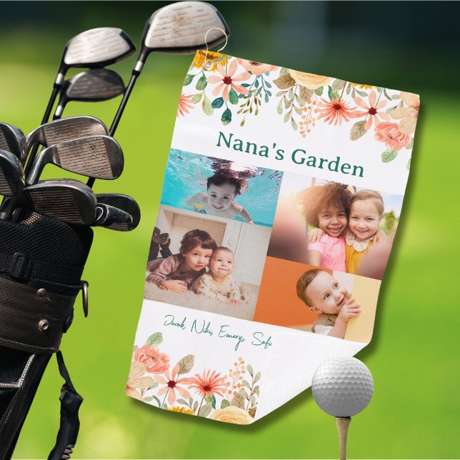Personalisierte FotoCollage Nana Grandmas Garten Golfhandtuch (Von Creator hochgeladen)