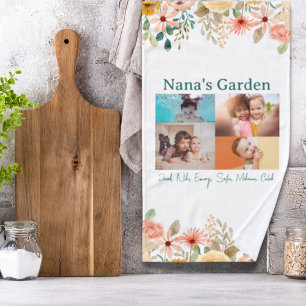 Personalisierte FotoCollage Nana Grandmas Garten Handtuch