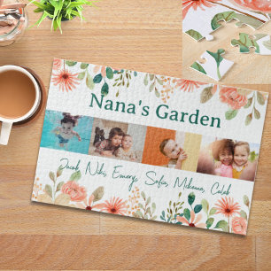 Personalisierte FotoCollage Nana Grandmas Garten Puzzle