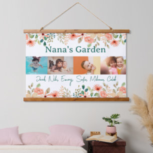 Personalisierte FotoCollage Nana Grandmas Garten Wandteppich Mit Holzrahmen