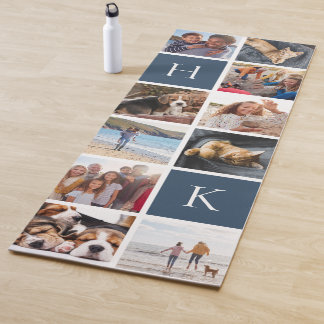 Personalisierte FotoCollage | Navy Monogram Yogamatte