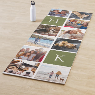 Personalisierte FotoCollage Olive Monogram Yogamatte