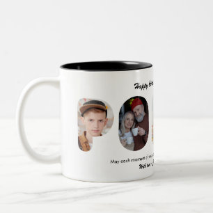 Personalisierte Fotocollage Opa mit Mohn Zweifarbige Tasse