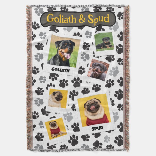 Personalisierte Fotocollage 'Puppy Paws' Decke (Vorderseite Vertikal)