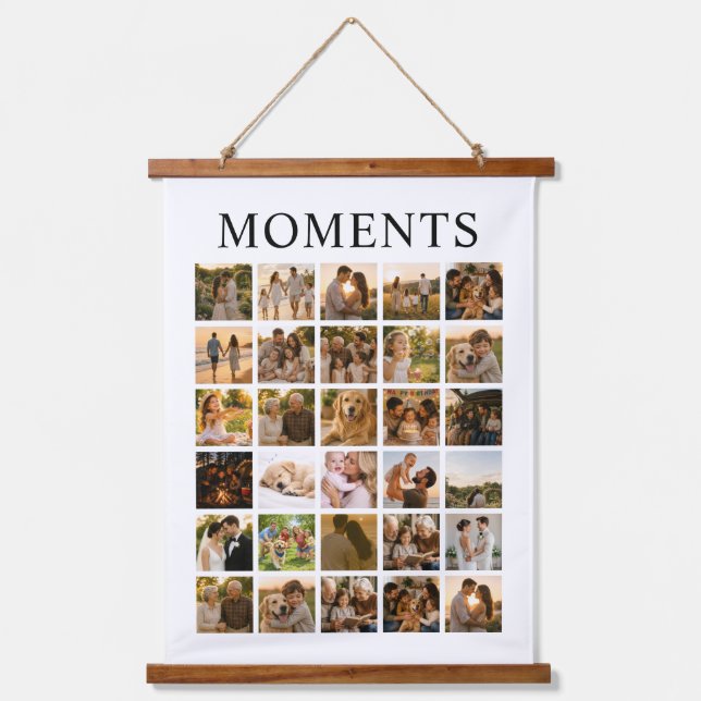 Personalisierte Fotocollage Wandteppich Mit Holzrahmen (Vorderseite)