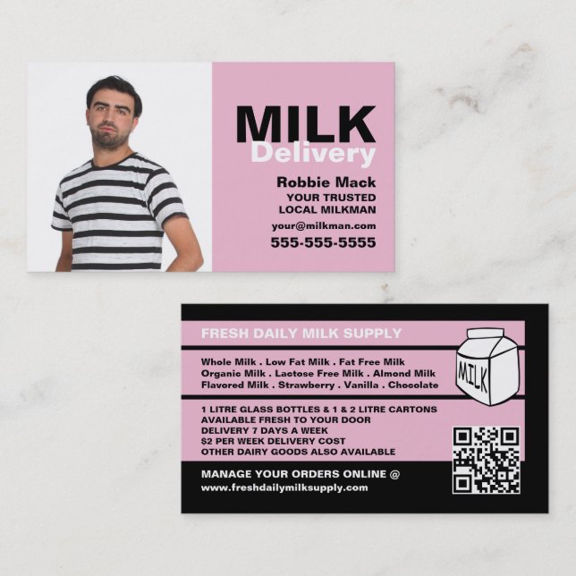 Personalisierte Fotografie, Lieferung von Milkman/ Visitenkarte (Vorne/Hinten)