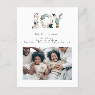 Personalisierte Fotografie mit Joy-Typografie als Feiertagspostkarte
