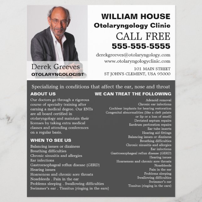 Personalisierte Fotografie, Otolaryngologin Flyer (Vorne)