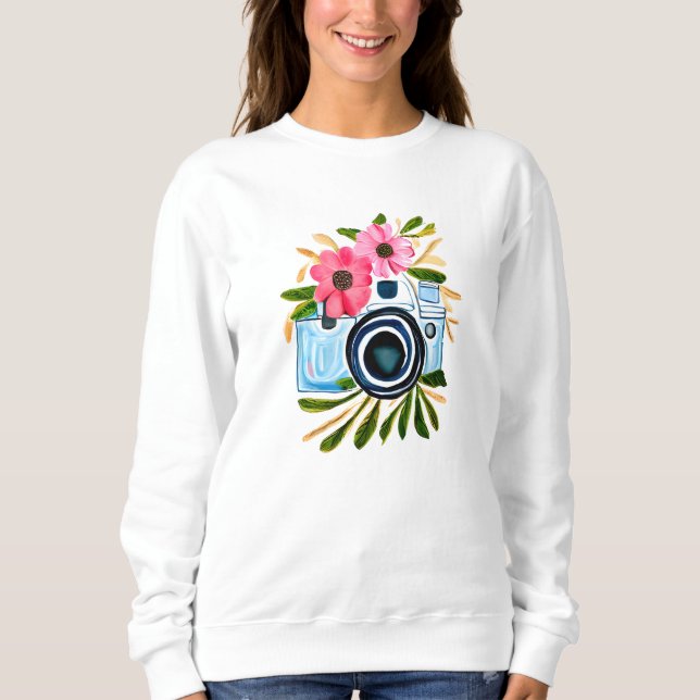 Personalisierte Fotografie Vintag Camera-Blume Sweatshirt (Vorderseite)