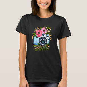 Personalisierte Fotografie Vintag Camera-Blume T-Shirt