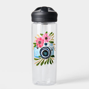 Personalisierte Fotografie Vintage-Kamera Blumen Trinkflasche