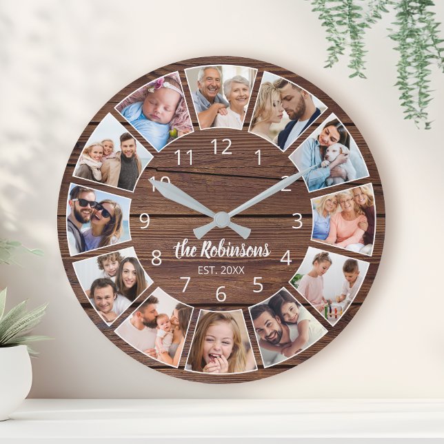 Personalisierte Fotokopie Naturholzfamilie Runde Wanduhr (Von Creator hochgeladen)