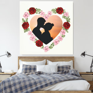 Personalisierte Fotoleinwand – Florales Herz Leinwanddruck