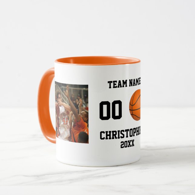 Personalisierte Fotolollage Basketball Tasse (Vorderseite Links)