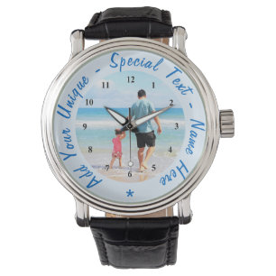 Personalisierte Fotos mit benutzerdefiniertem Text Armbanduhr