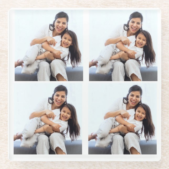 Personalisierte Fotos mit vier Collagen Glasuntersetzer (Vorderseite)