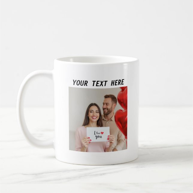 Personalisierte Fotos und ein glücklicher Valentin Kaffeetasse (Links)