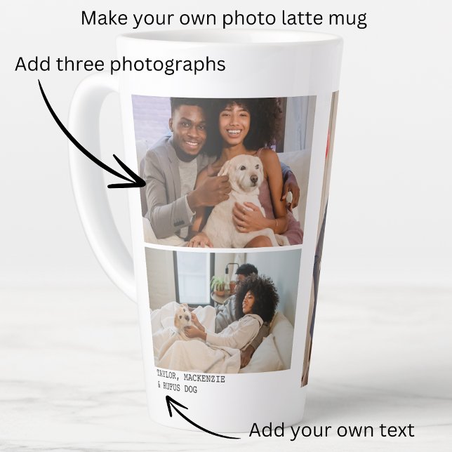 Personalisierte Fotos und Text Milchtasse (Personalized Photos and Text Latte Mug from Ricaso. Photo gift ideas for couples, family, friends )