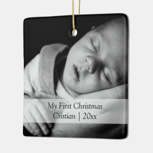Personalisierte Fotovorlage Babys Erste Weihnachte Keramikornament