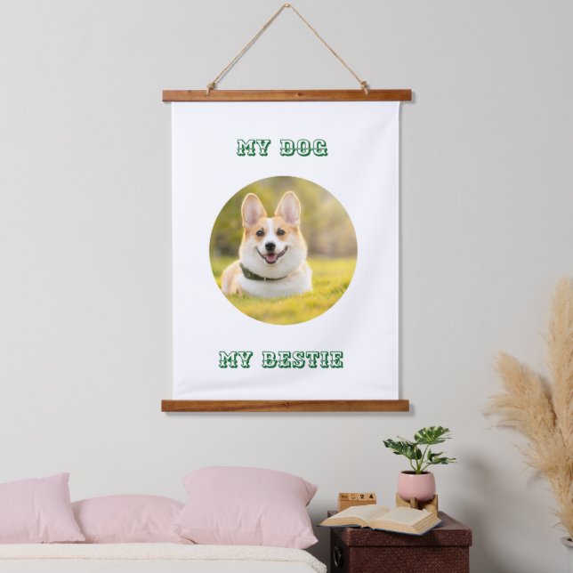 Personalisierte Fotovorlage für meinen Hund - Mein Wandteppich Mit Holzrahmen (Schlafzimmer)