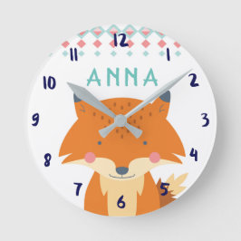 Personalisierte Fox-Wall-Uhr Runde Wanduhr