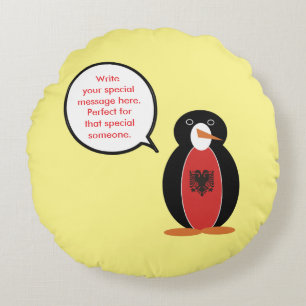 Personalisierte Fr. Pinguin Albanien Rundes Kissen