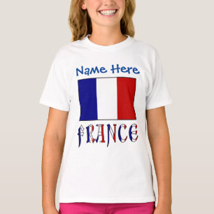 Personalisierte Frankreich-Flagge Heritage Mädchen T-Shirt