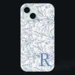 Personalisierte französische Blumenschildkröte Case-Mate iPhone Hülle<br><div class="desc">Personalisiertes Französisch floral Toile Blue Monogram iPhone 15 Fall</div>