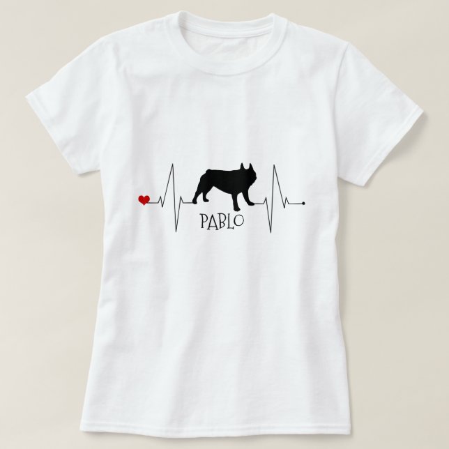 Personalisierte französische Bulldog-Liebe Mein Hu T-Shirt (Design vorne)