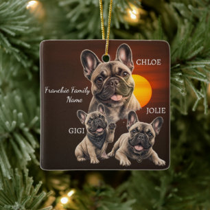Personalisierte Französische Bulldogge Familiennam Keramikornament